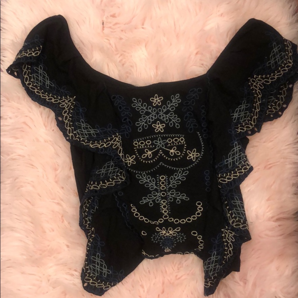 Free people floral stitched shirt